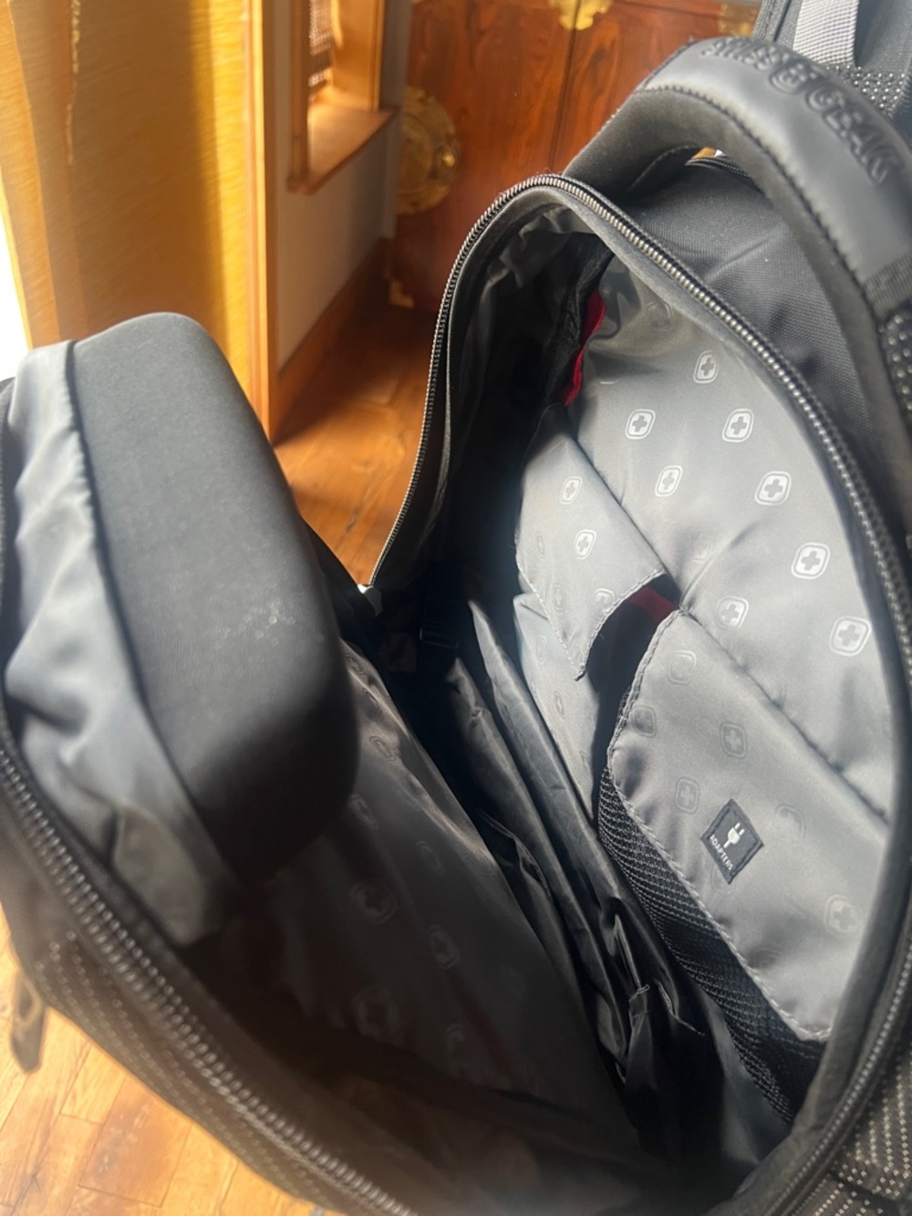 SwissGear Black Backpack with Red Logo Accent - Picture 7 of 11